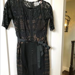 Anthropologie 2P Beguile Black Lace Sheath Dress